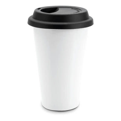 Taza personalizada con tapa de silicona color Negro