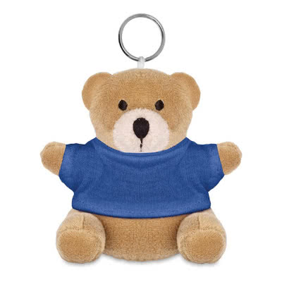 Llavero publicitario con osito de peluche color Azul