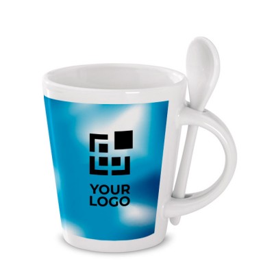 Taza personalizada con cuchara para publicidad