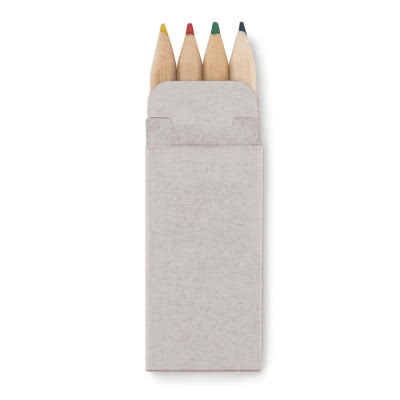 Caja de 4 lápices de colores personalizados color Beige segunda vista