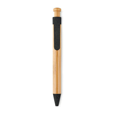 Bolígrafo de bambú con pulsador