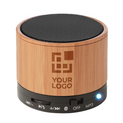 Altavoz Bluetooth de madera para publicidad vista principal