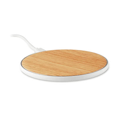Cargador inalámbrico aspecto de bambú color blanco
