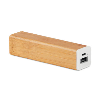 Power Bank ecológico madera de bambú color madera