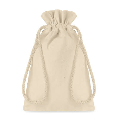 Bolsa blanca de algodón impresa pequeña color beige
