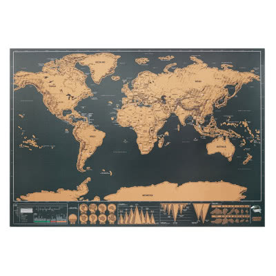 Mapa del mundo rascable para regalo color beige