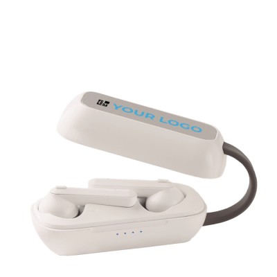 Set de auriculares inalámbricos con base color blanco