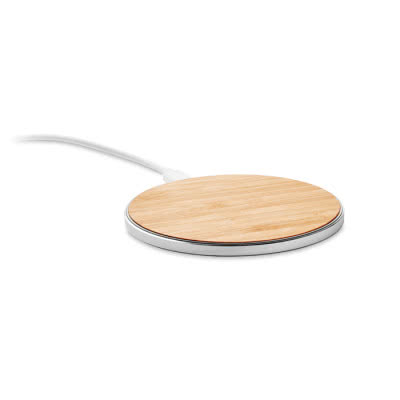 Cargador inalámbrico bambú y aluminio color madera