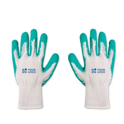 2 guantes jardinería látex y poliéster color verde