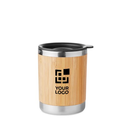 Vaso térmico con carcasa de bambú color madera