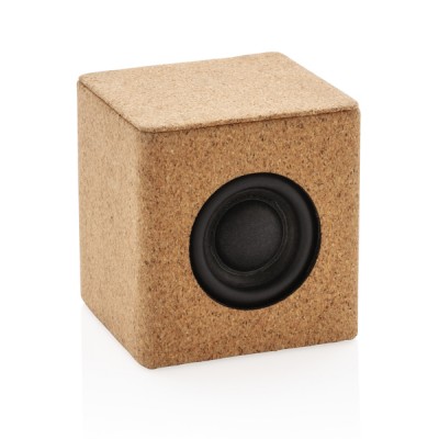 Altavoces de corcho con forma de cubo color marrón