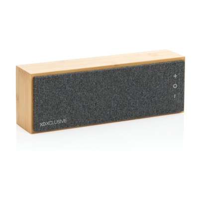 Altavoz personalizado bambú natural y tela color madera