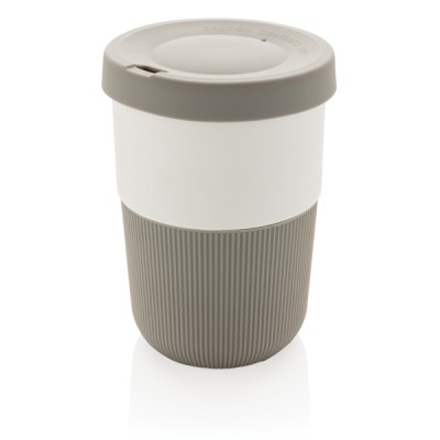 Taza take away con logo sostenible color gris