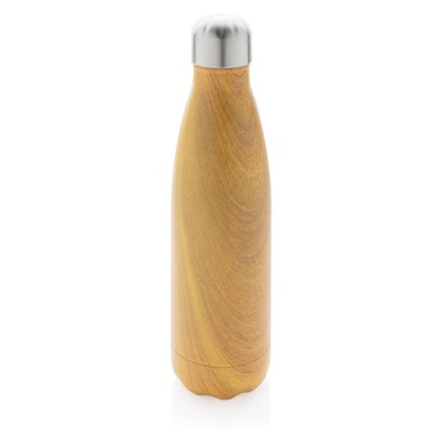 Botellas térmicas personalizadas de acero con madera color madera clara