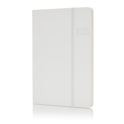 Cuadernos corporativos con memoria USB color blanco