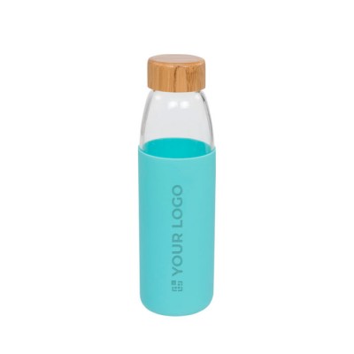 Botella de cristal con funda de silicona color negro