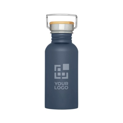 Botella de acero inoxidable de pared simple y tapa con bambú 550ml Botella de acero inoxidable de pared simple y tapa con bambú 550ml