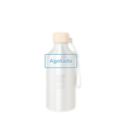 Botella de aluminio reciclado con tapa de bambú y correa 500ml - Agotado