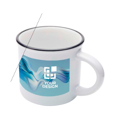 Taza de cerámica sublimable vintage con borde negro 240ml