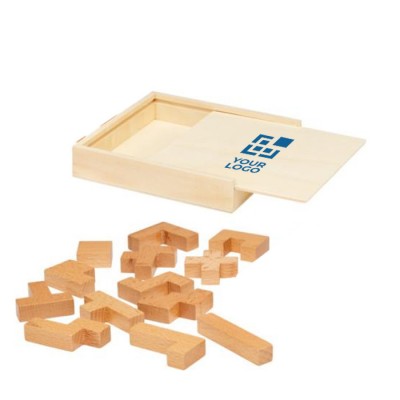 Rompecabezas de madera de haya con 14 piezas en caja deslizante