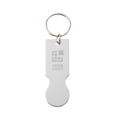 Llavero de aluminio reciclado de una pieza con moneda para carro