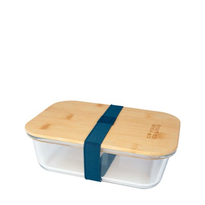 Fiambrera de vidrio con tapa de bambú y sellado de silicona 1L