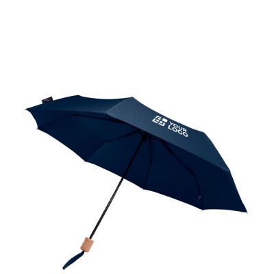 Paraguas manual RPET 21" de poliéster pongee con mango de madera Ø99