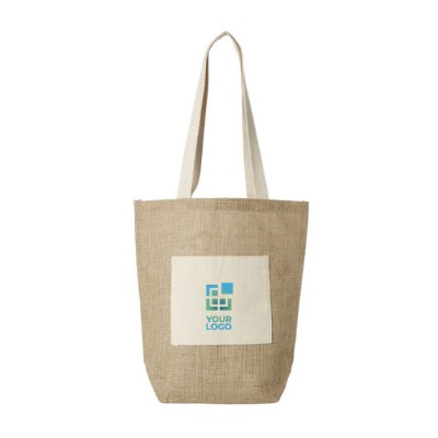 Bolsa de la compra de yute con logo color natural