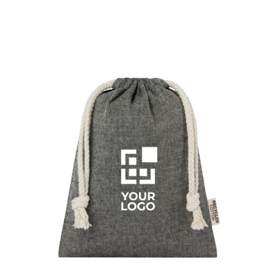 Bolsa pequeña de algodón reciclado GRS con cierre de cordón 150 g/m² vista principal