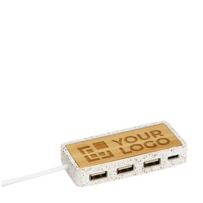 Hub USB con carcasa de terrazo y bambú