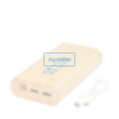 Powerbank de bambú con LED y botón táctil de encendido 20.000 mAh vista principal - Agotado