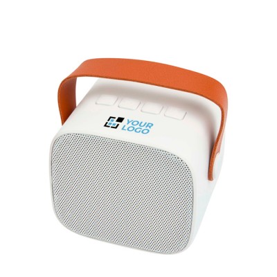 Altavoz inalámbrico de plástico reciclado con correa de cuero 3W