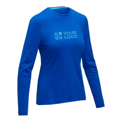 Camiseta con logo personalizado mujer manga larga color azul real