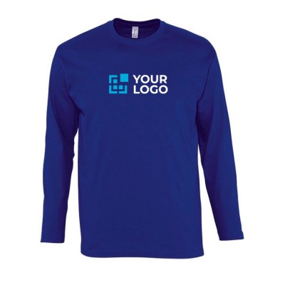 Camisetas de manga larga con logo 150 g/m2 color azul ultramarino