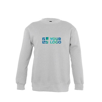 Sudadera infantil con logotipo 280 g/m2 color gris jaspeado