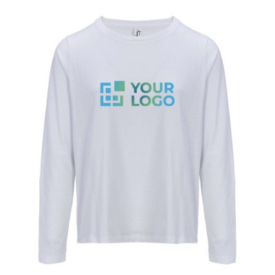 Camiseta de algodón semi peinado de manga larga y cuello redondo 