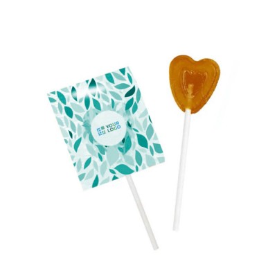 Piruleta original en forma de corazón con envase personalizable