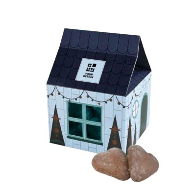 Casita con galletas de jengibre recubiertas de chocolate con relleno