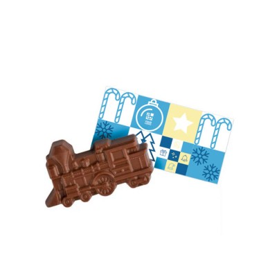 Chocolate en forma de tren navideño con tarjeta personalizable