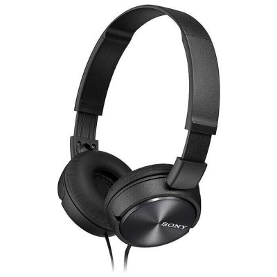 Cascos con cable y logotipo a todo color negros