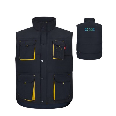 Chaleco laboral multibolsillos de poliéster con cremallera 120 g/m2 