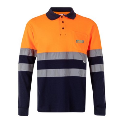 Polo de piqué laboral de manga larga de alta visibilidad 150 g/m2 