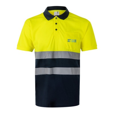 Polo laboral de manga corta de poliéster con ojo de perdiz 140 g/m2 