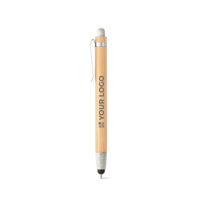 Bolígrafos táctiles personalizables bambú color negro