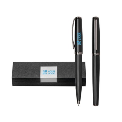 Kit de roller y bolígrafo elegantes color negro