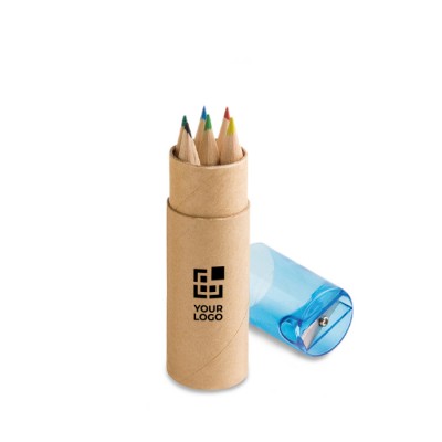 Set de 6 lápices infantiles de colores en estuche de tubo