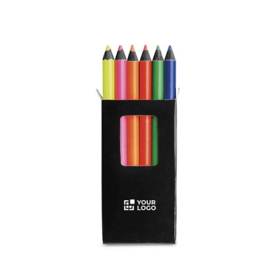 Caja de 6 lápices de colores con logo