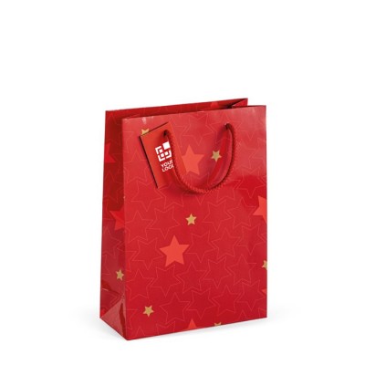 Bolsa de papel estucado para regalo color gris claro segunda vista
