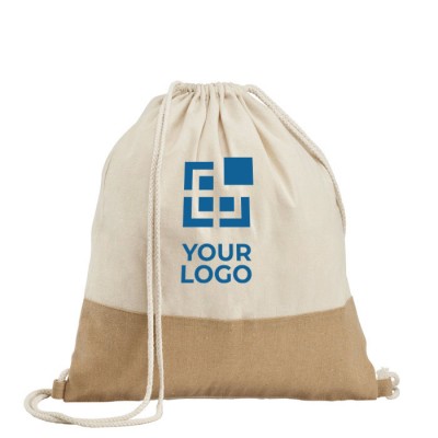 Mochila personalizada detalle de yute vista principal
