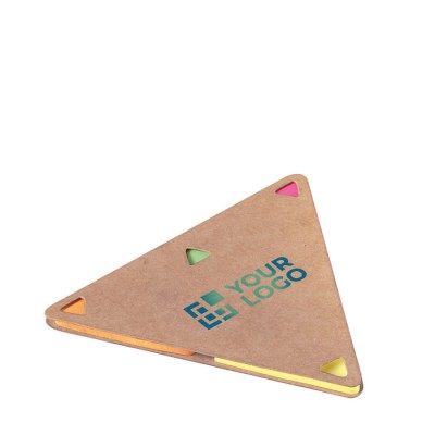Set de notas adhesivas en forma triangulo color marrón cuarta vista con logo